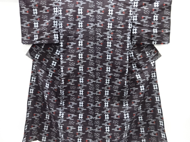JAPANESE KIMONO / ANTIQUE COTTON AUTHENTIC KURUME KASURI ABSTRACT PATT